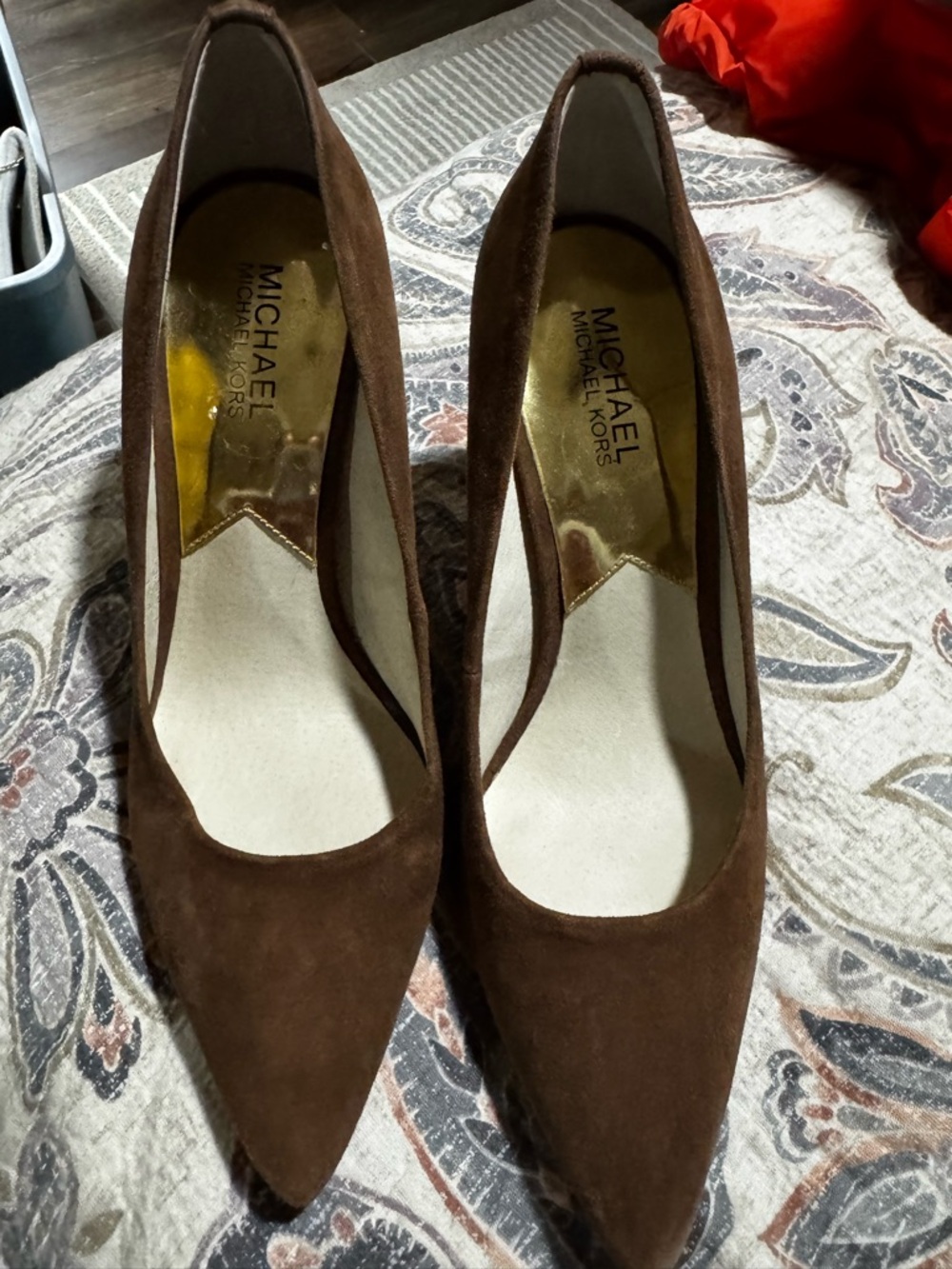 Michael Kors Brown Suede Pointed-Toe Pumps